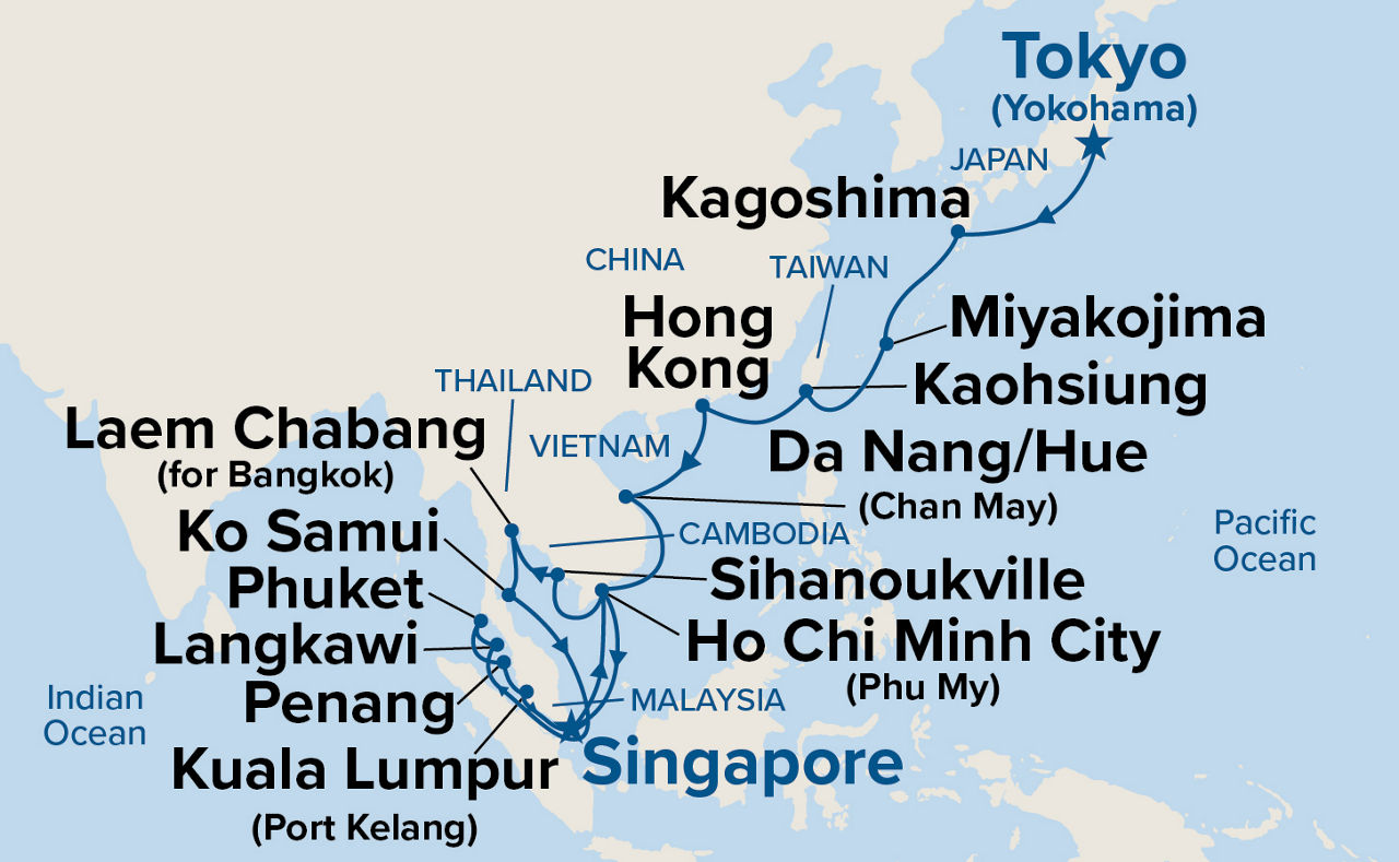 Japan & Southeast Asia — Itinerary Map