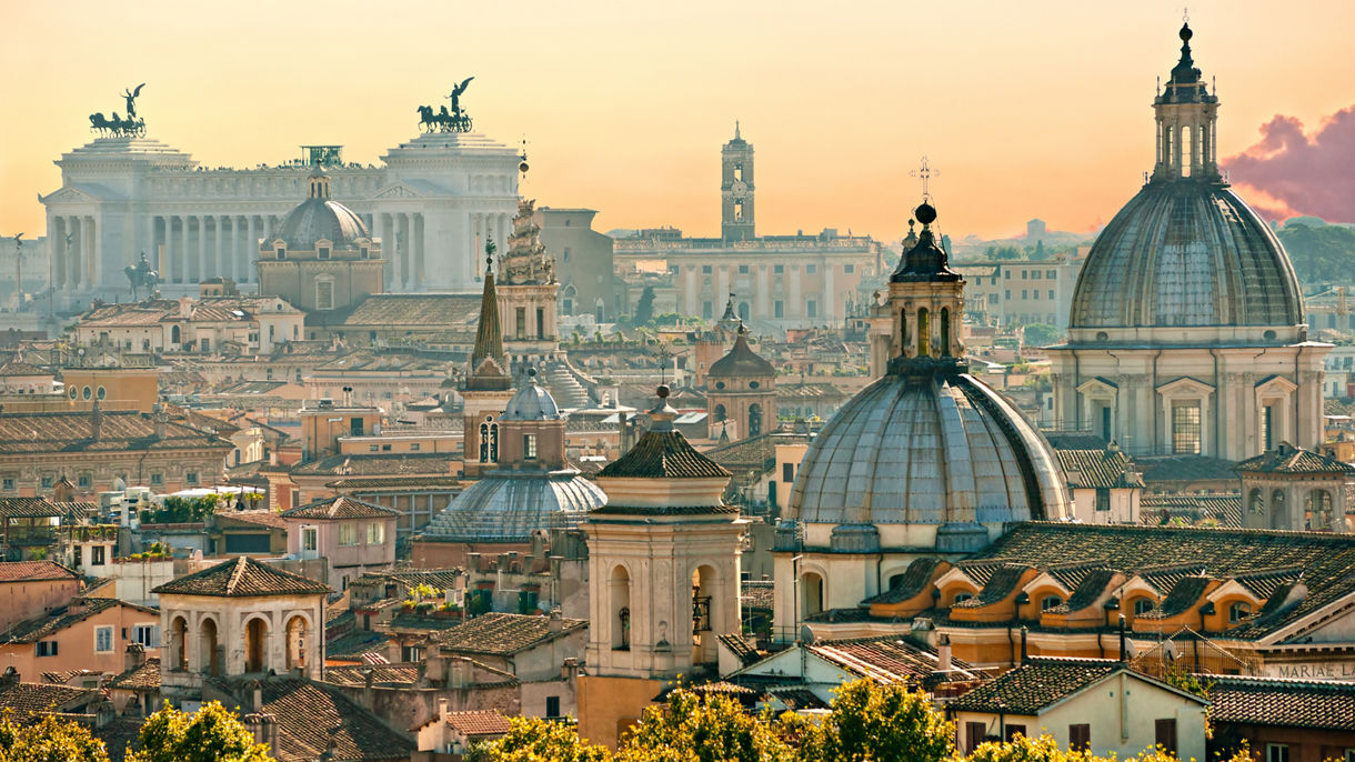View of  Rome from Castel Sant'Angelo, Italy.