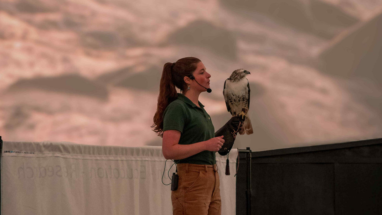 Totems, City & Raptor Encounter at the Alaskan Odyssey Theater