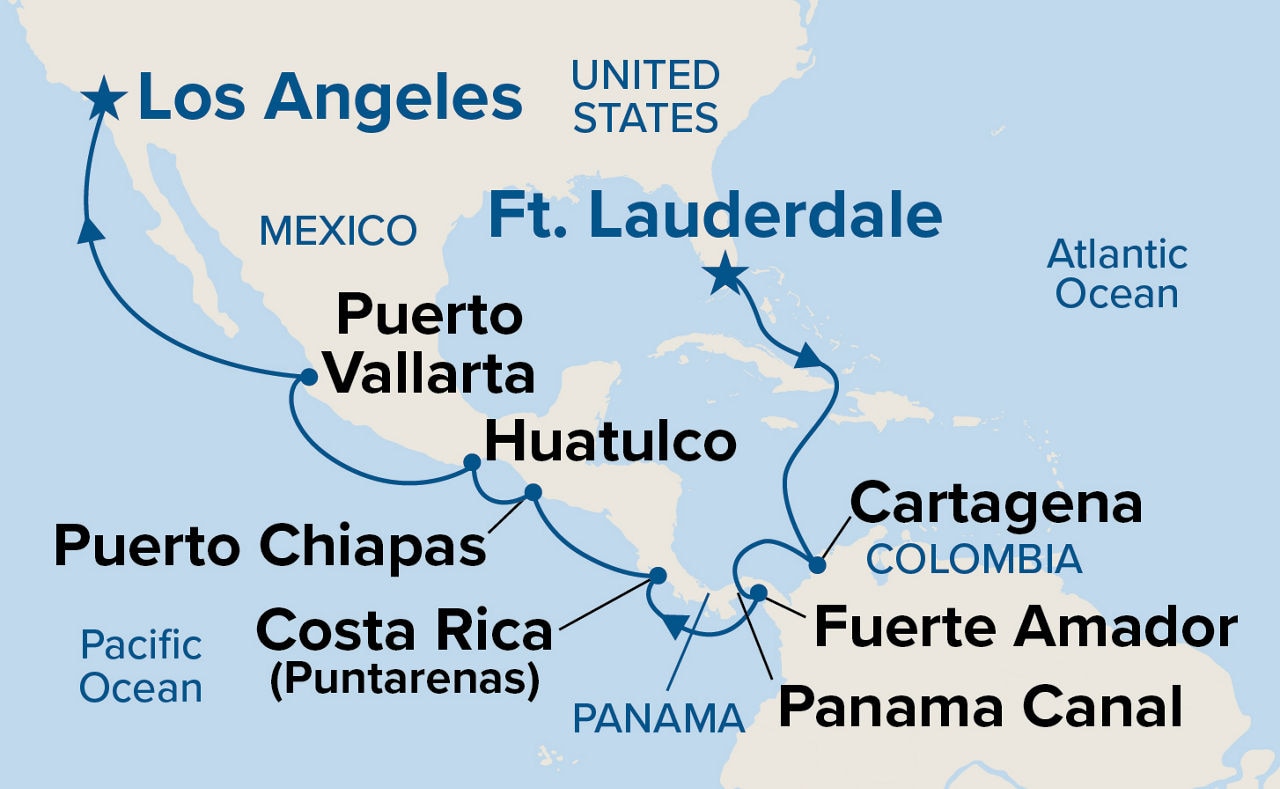 Panama Canal - Ocean to Ocean — Itinerary Map