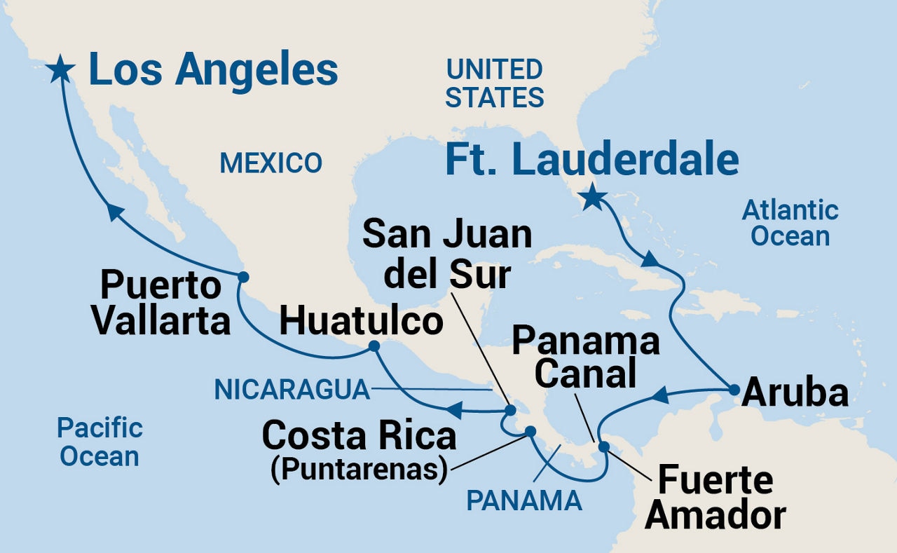 Panama Canal - Ocean to Ocean — Itinerary Map