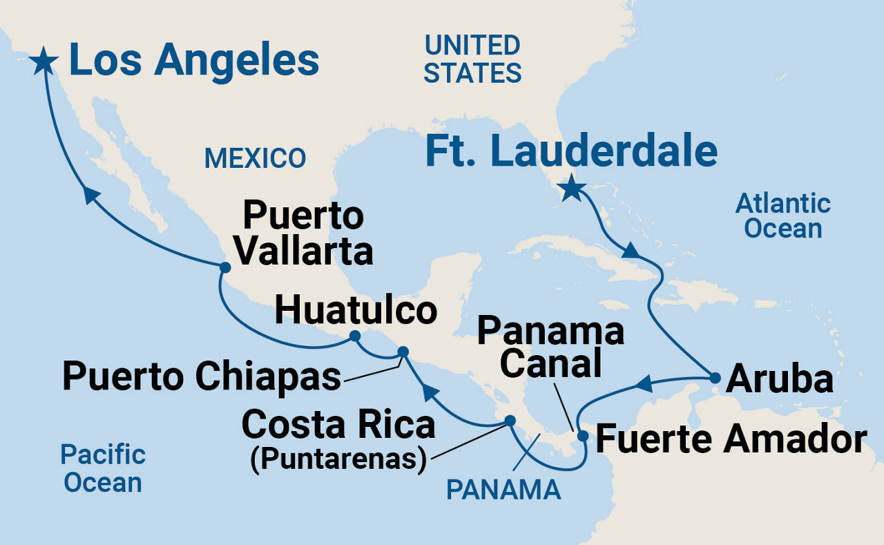 Panama Canal - Ocean to Ocean — Itinerary Map
