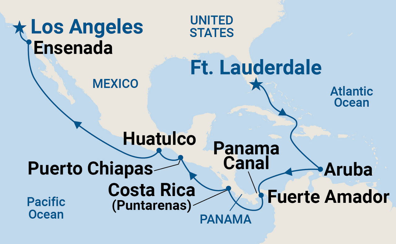 Panama Canal - Ocean to Ocean — Itinerary Map