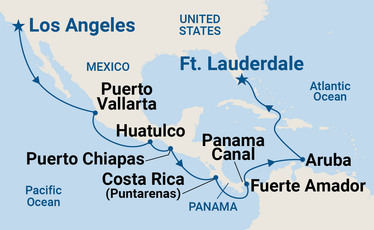Panama Canal - Ocean to Ocean — Itinerary Map