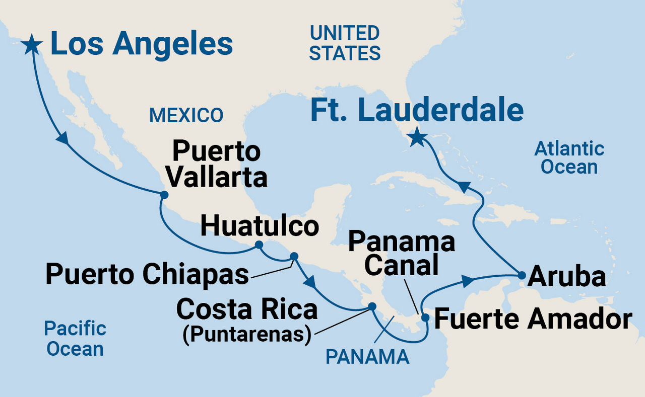 Panama Canal - Ocean to Ocean — Itinerary Map