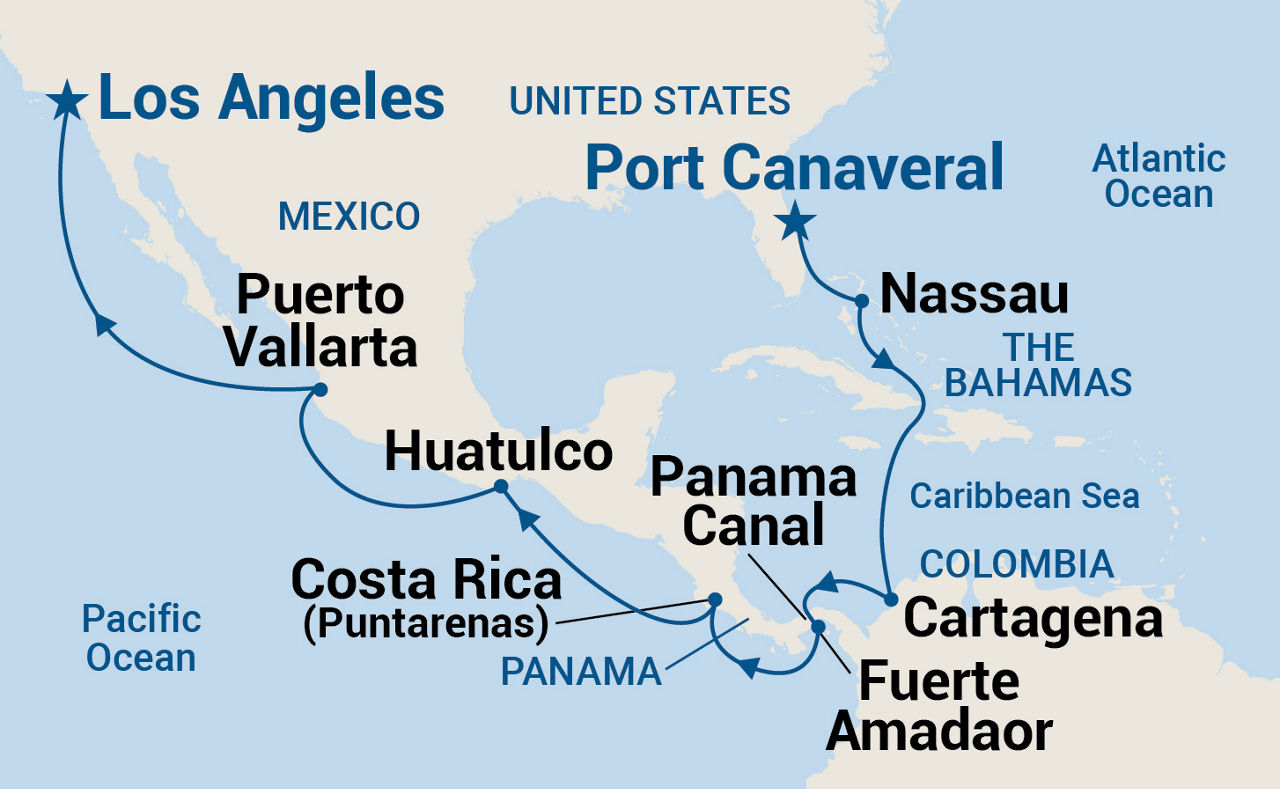 Panama Canal - Ocean to Ocean — Itinerary Map