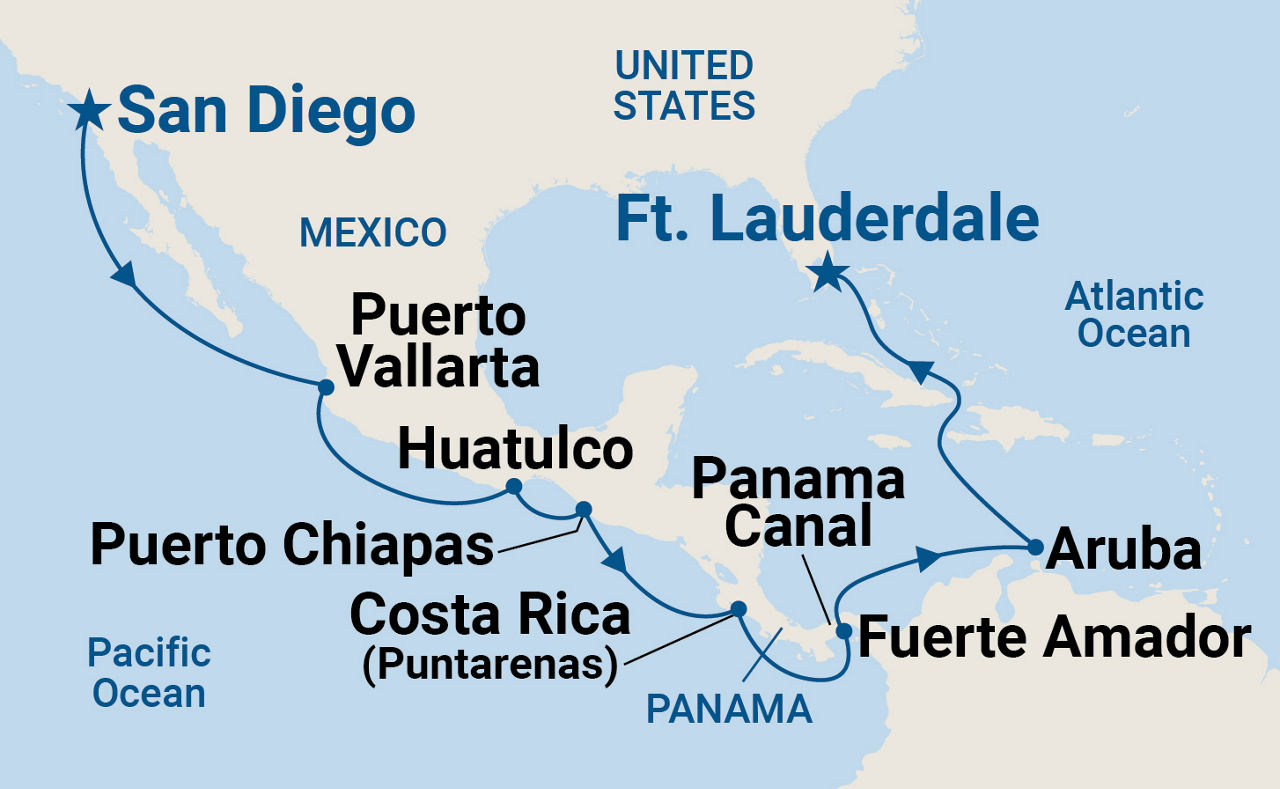 Panama Canal - Ocean to Ocean — Itinerary Map