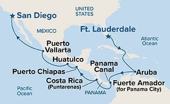 Panama Canal - Ocean to Ocean — Itinerary Map
