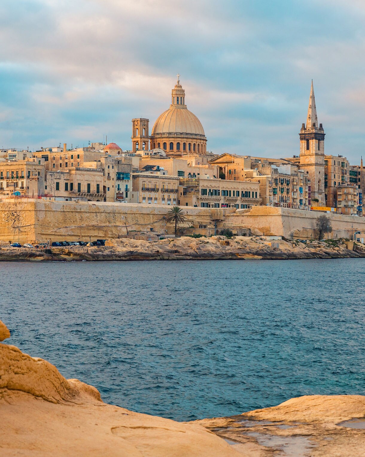 Beautiful view of Valetta on the Mediterranean coast, Malta.