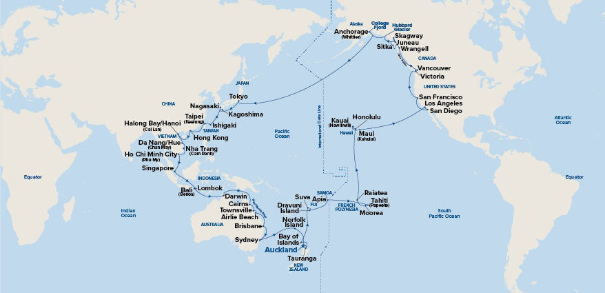 Circle Pacific (Roundtrip Auckland) — Itinerary Map