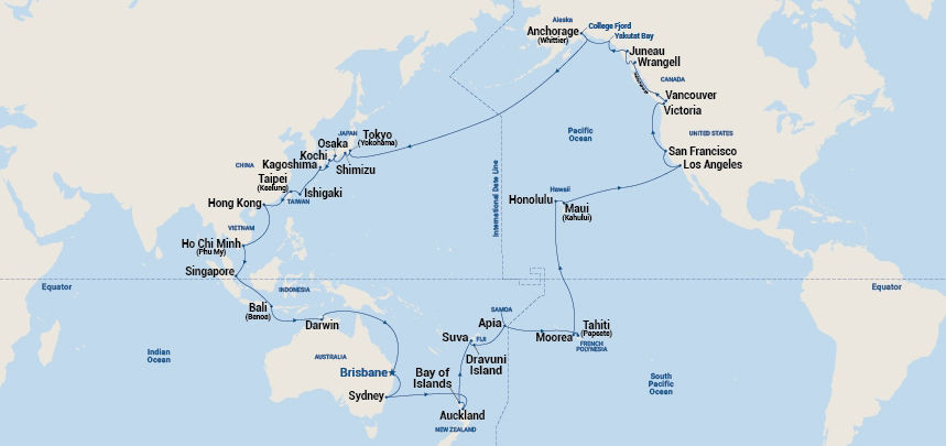 Circle Pacific (Roundtrip Brisbane) — Itinerary Map