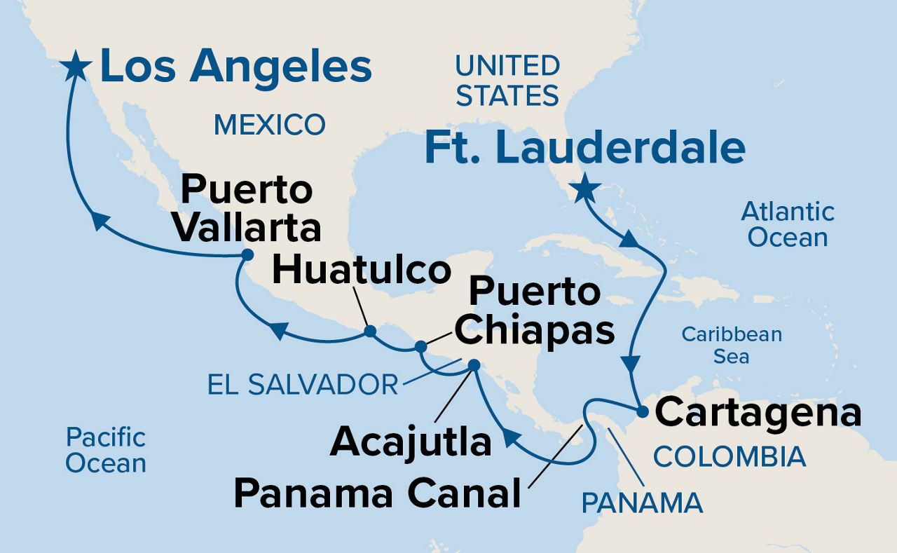 World Cruise Segment - Panama Canal — Itinerary Map