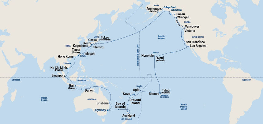 Circle Pacific (Roundtrip Sydney) — Itinerary Map
