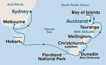 Australia & New Zealand — Itinerary Map