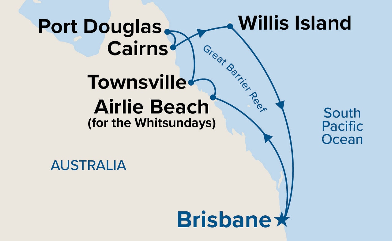 Queensland with Great Barrier Reef — Itinerary Map