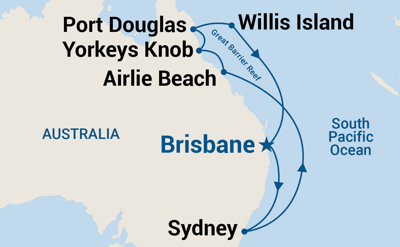 Queensland with Great Barrier Reef — Itinerary Map