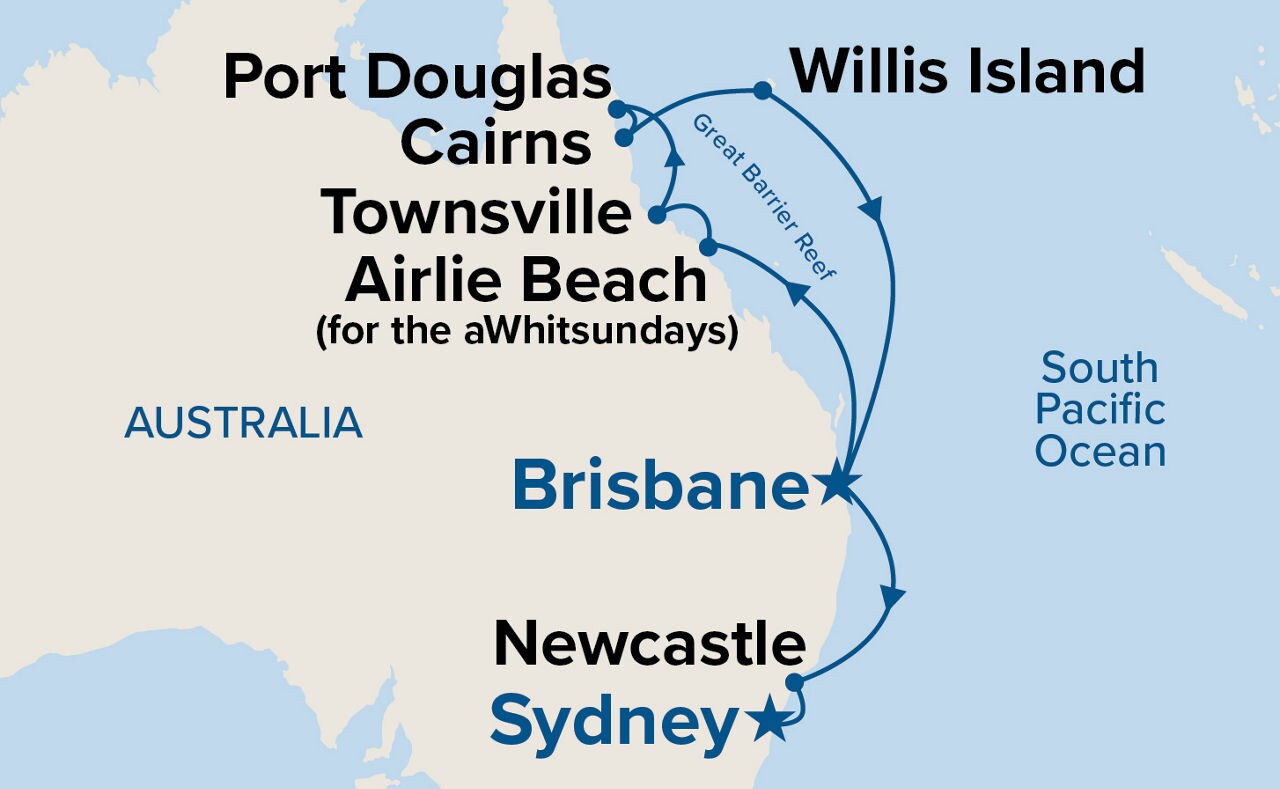 Queensland with Great Barrier Reef — Itinerary Map