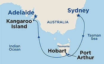 Southern Australia Seacation — Itinerary Map