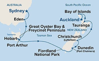 Australia & New Zealand — Itinerary Map