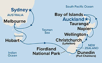 Australia & New Zealand — Itinerary Map