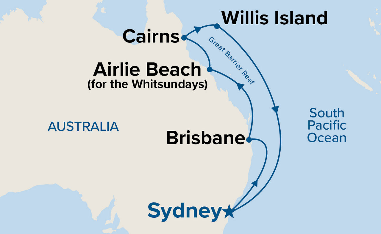 Queensland with Great Barrier Reef — Itinerary Map