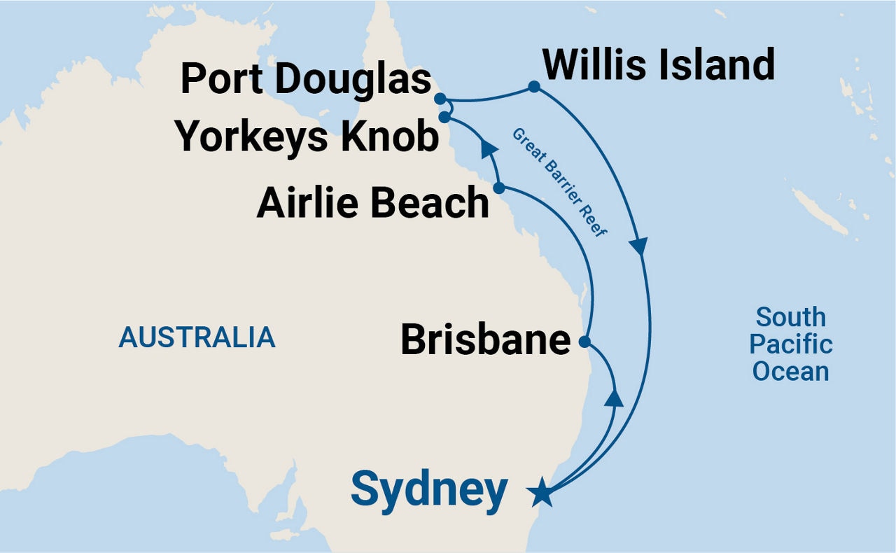 Queensland with Great Barrier Reef — Itinerary Map