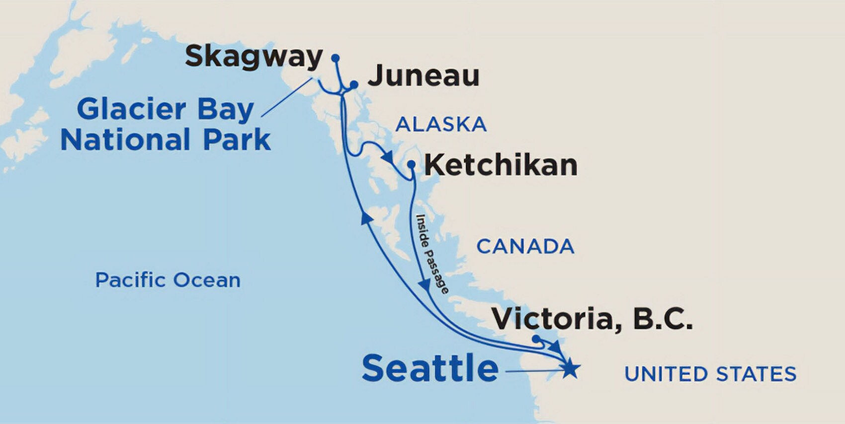 Cruise To Alaska 2024 From Seattle Washington Cheri Deerdre   Alaska Map Inside Passage From Seattle Washington Hero XL