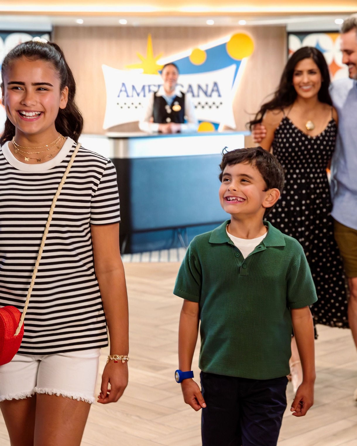 Family entering Americana Diner