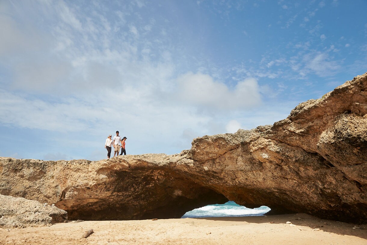 Natural rock bridge formation in Aruba.