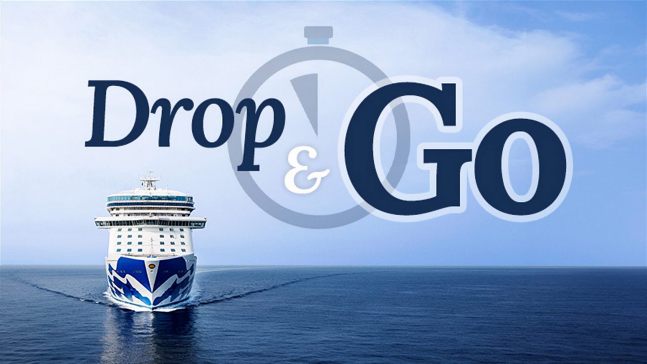 Drop and go logo, image of ship at the oceab