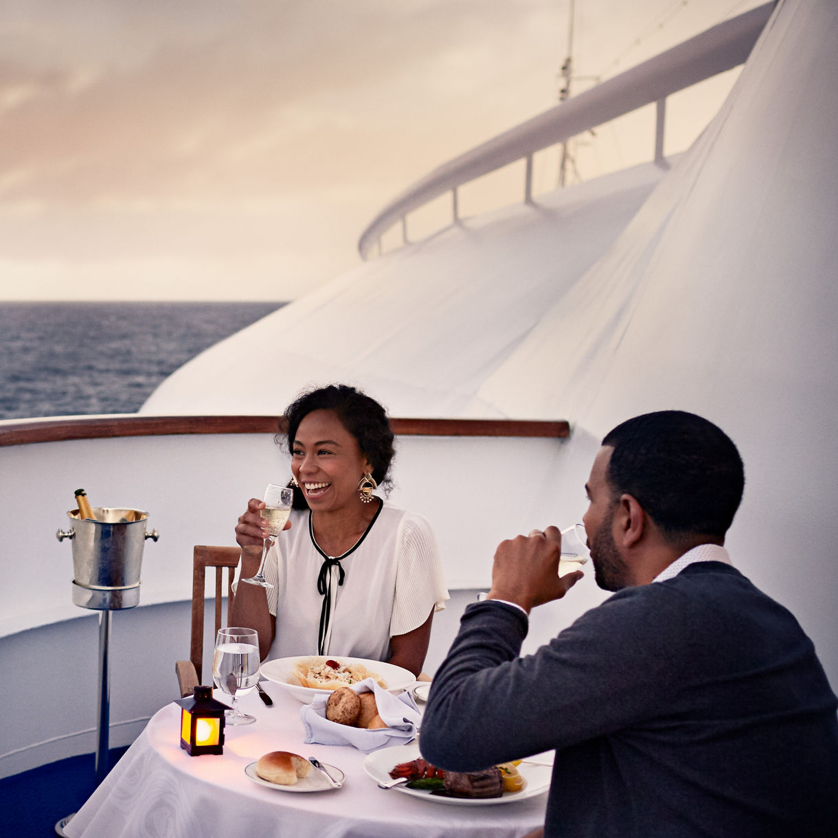 balcony dining couple