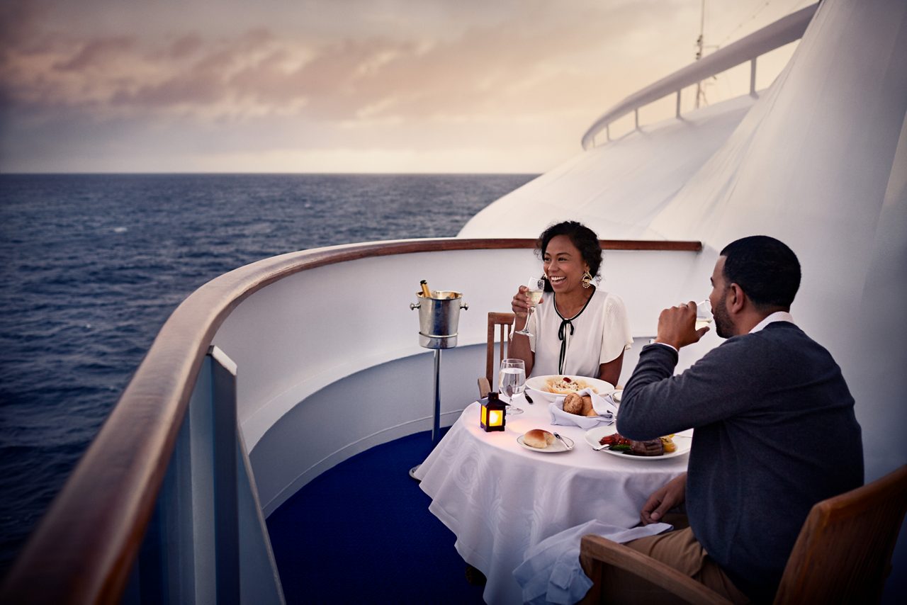 balcony dining couple