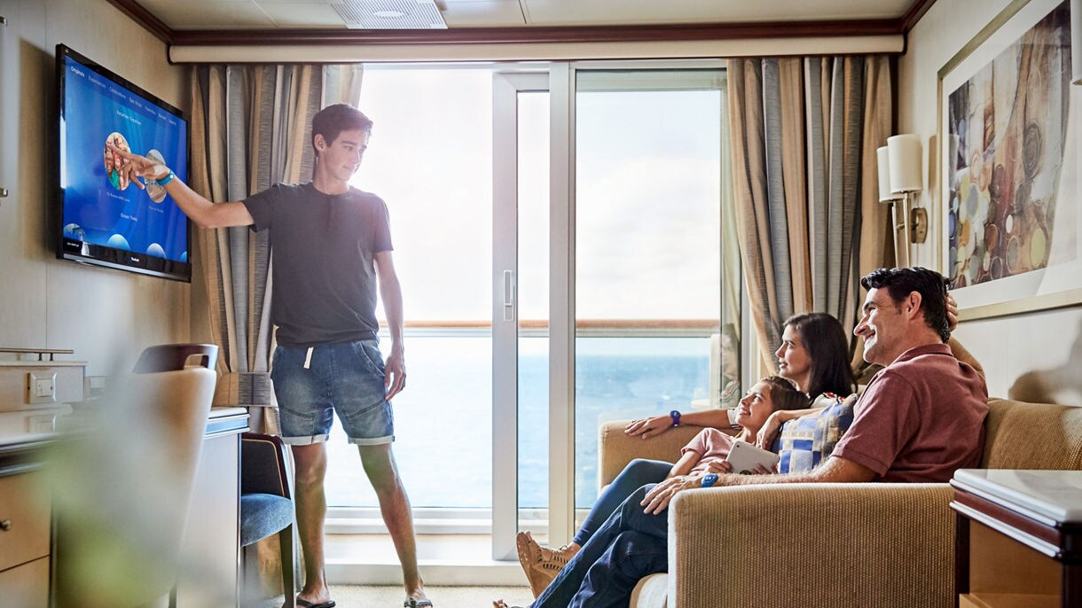 Princess MedallionClass Safety Training screen where guests watch the muster saftey training video.