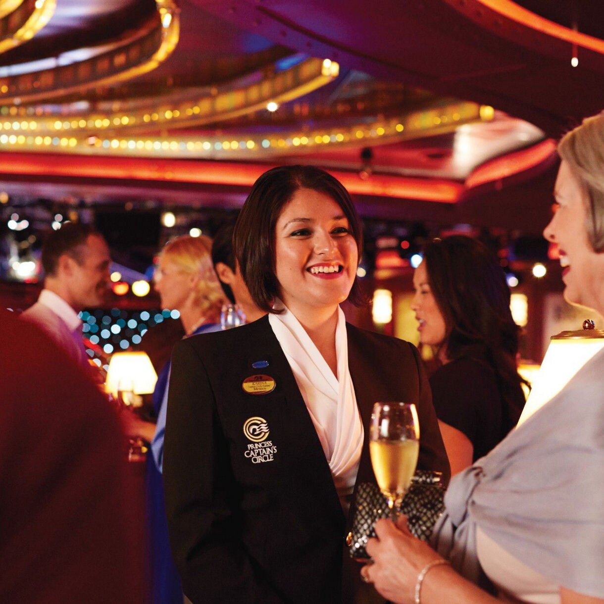 Elegant social gathering in a vibrant setting.