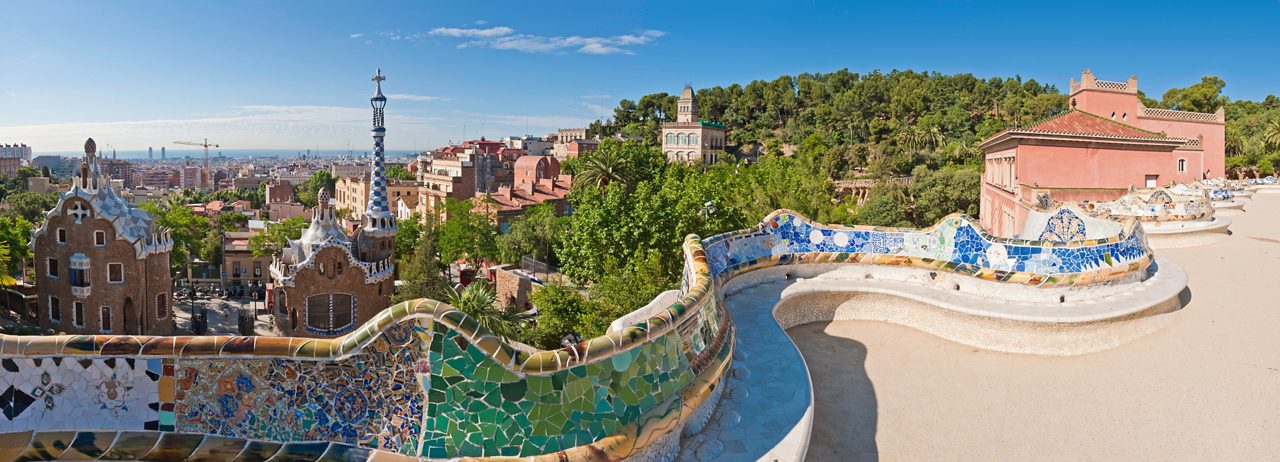 barcelona spain park guell aerial view