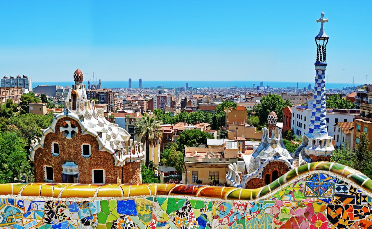 Park Guell by Antoni Gaudi in Barcelona, Spain.