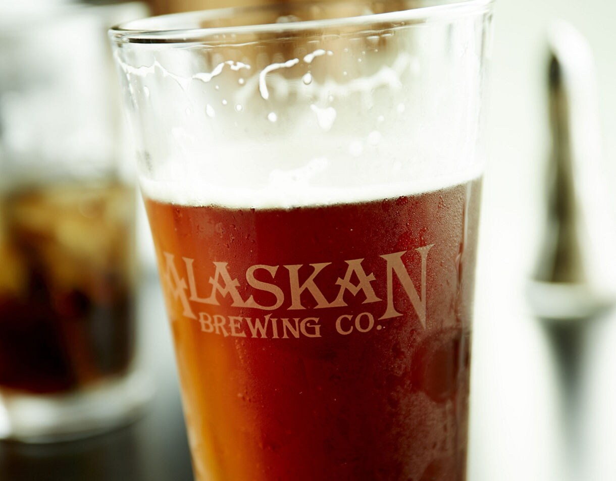 Alaskan Brewing Co. beer in clear pint glass