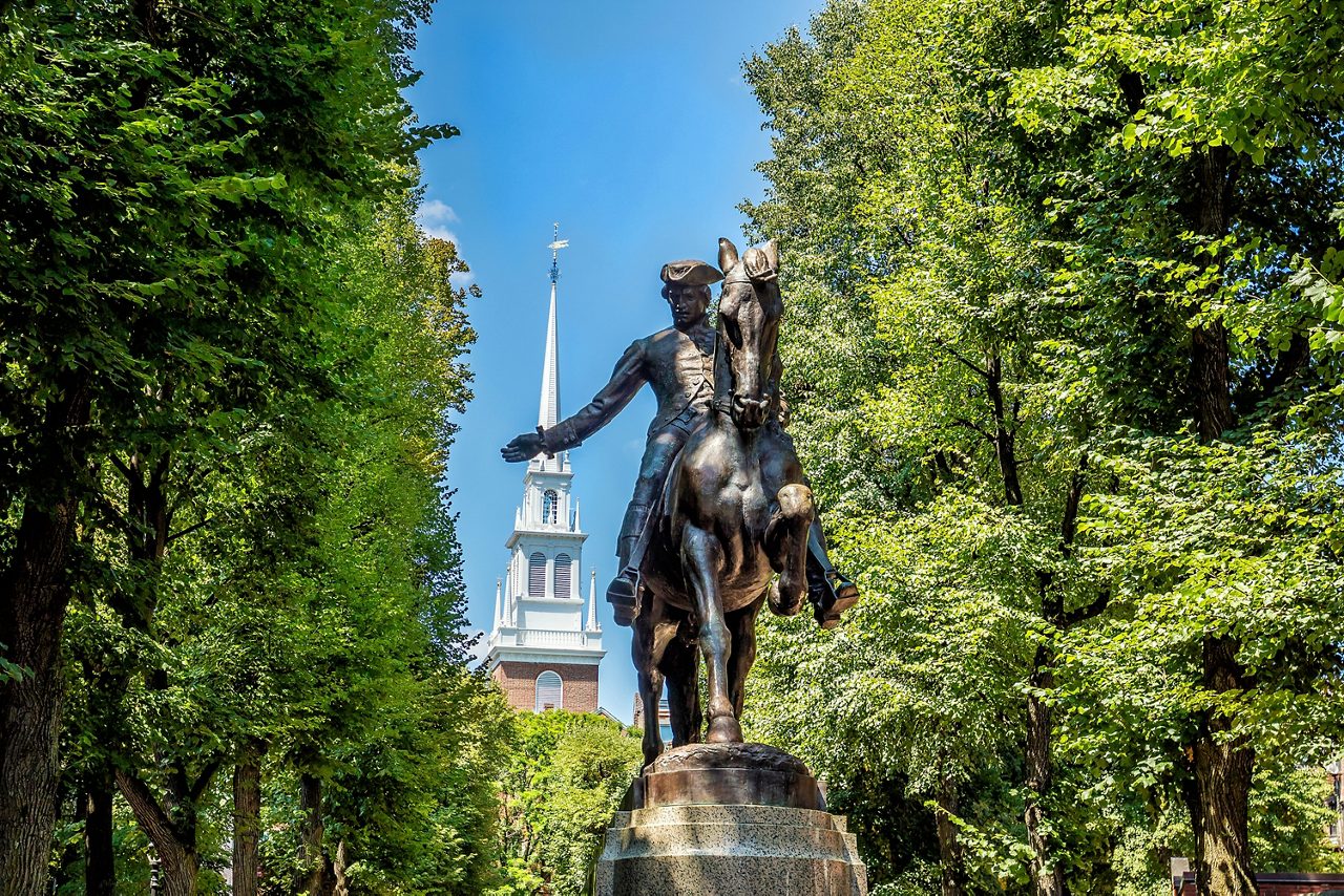 Boston's iconic Paul Revere Statue.