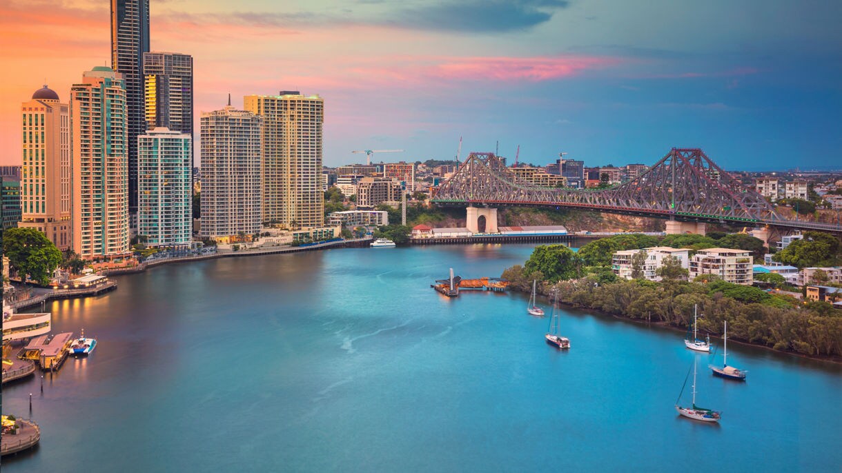 Sunset over Brisbane, Australia.