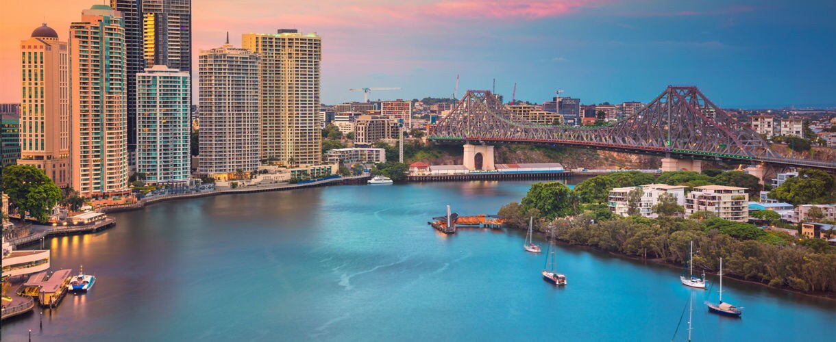 Sunset over Brisbane, Australia.