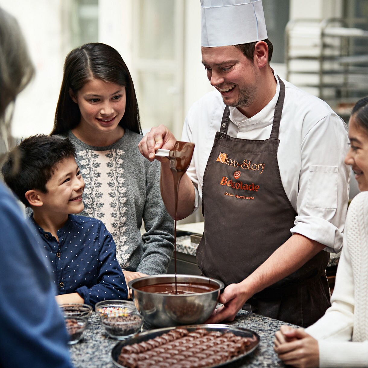 brussels belgium chef demonstration chocolate dipping