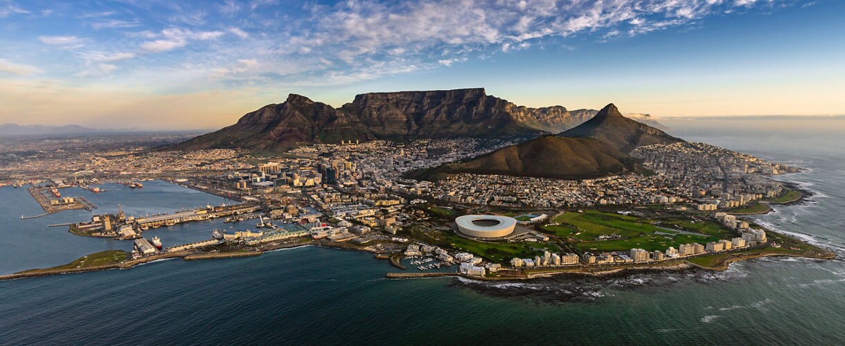 Aerial view of Table Mountain, Cape Town, South Africa.