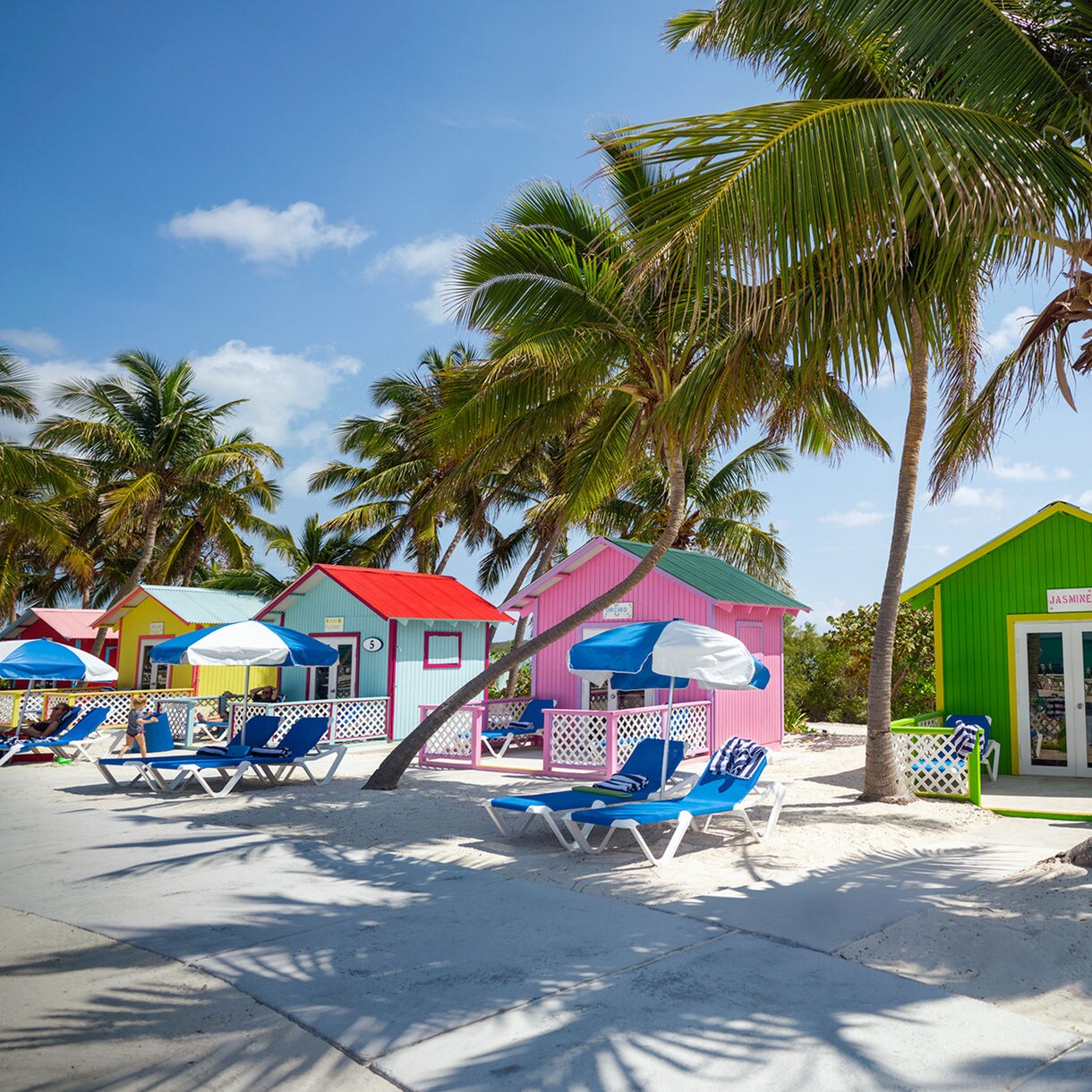 caribbean princess cays bahamas bungalow palm trees