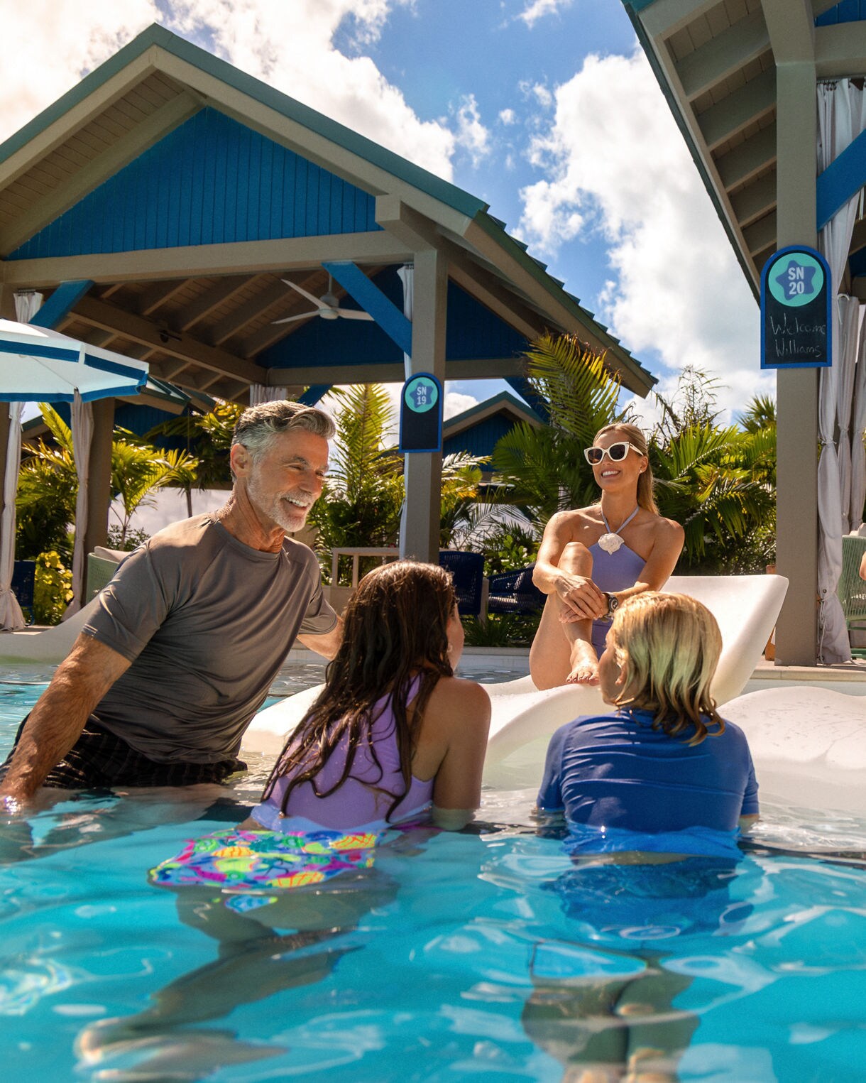 Relax and unwind in an Over-the-Lagoon Cabana at Starfish Lagoon.