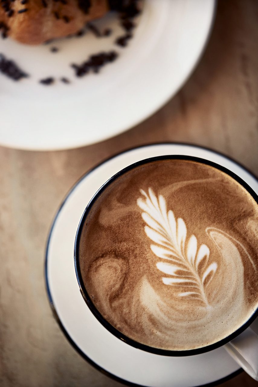 coffee cup of espresso with design closeup