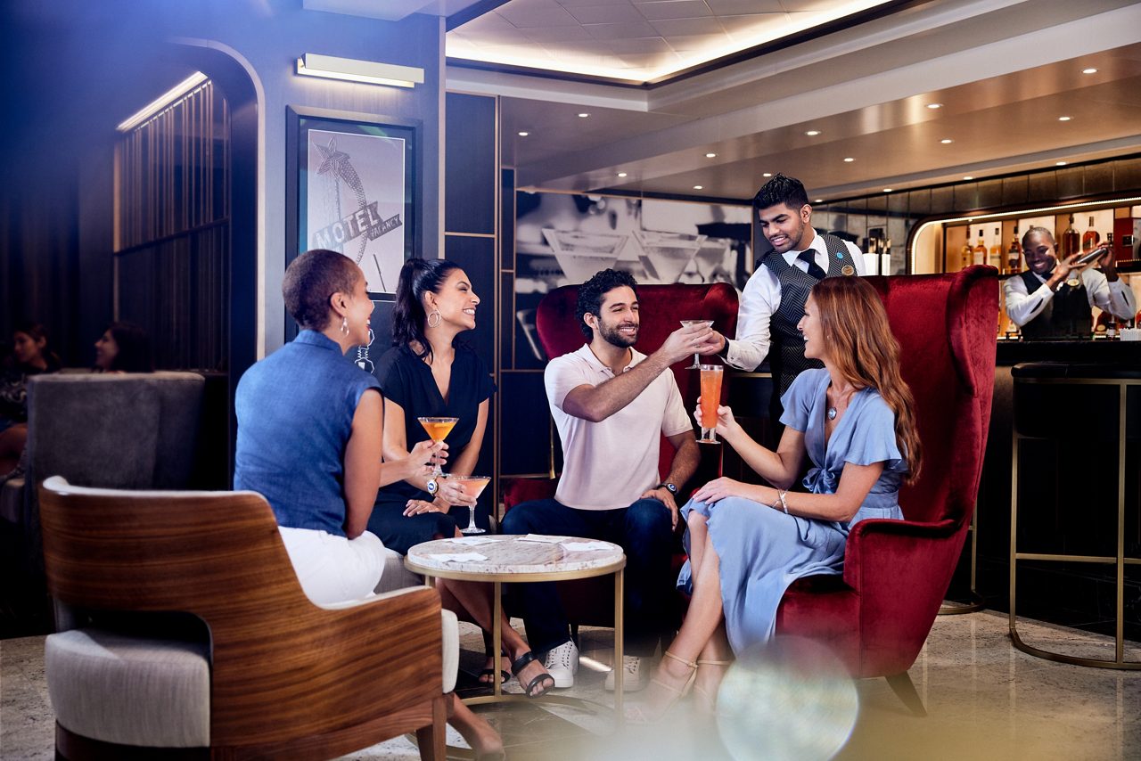 crooners bar lounge group cocktails sitting server