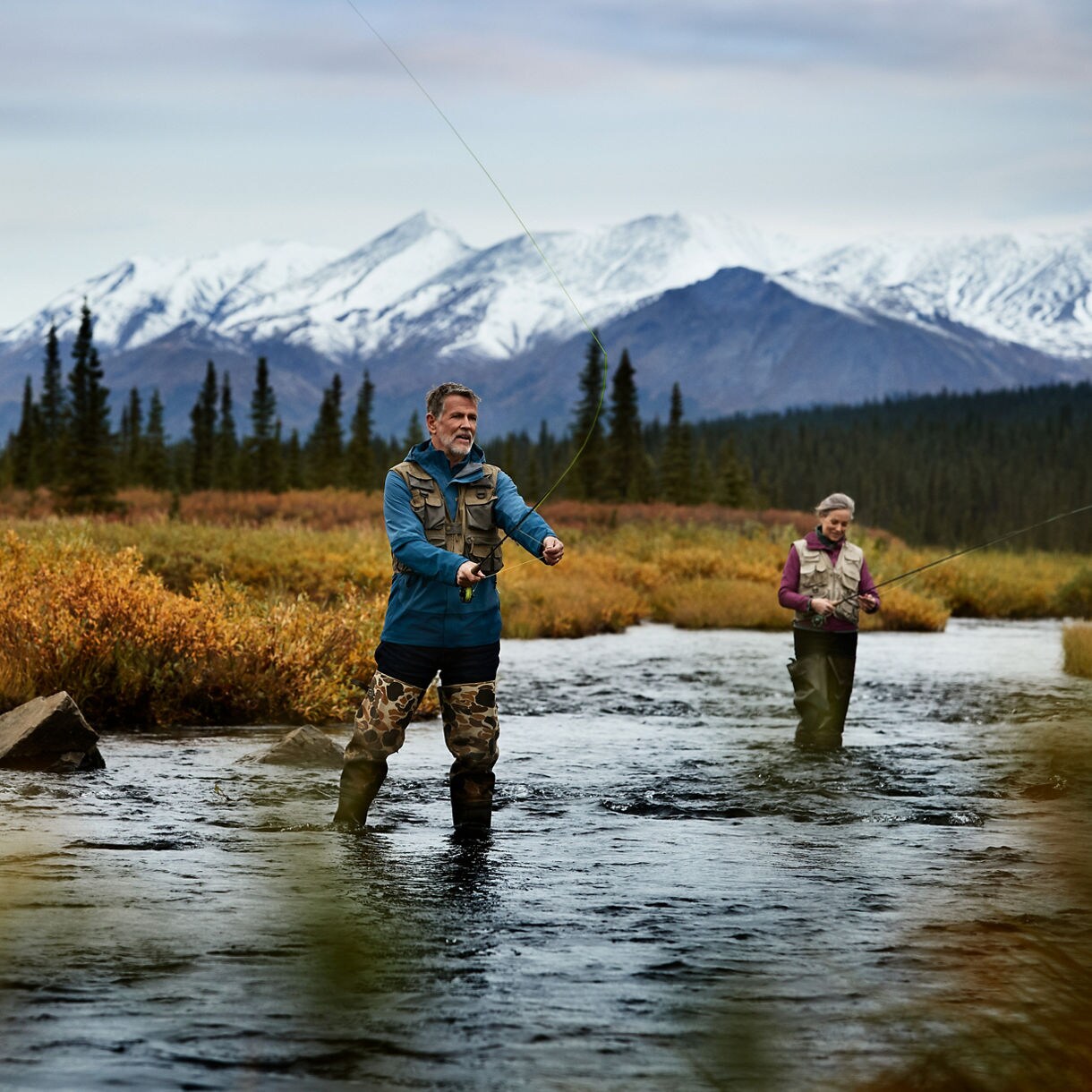 Denali wilderness lodge guests fishing
