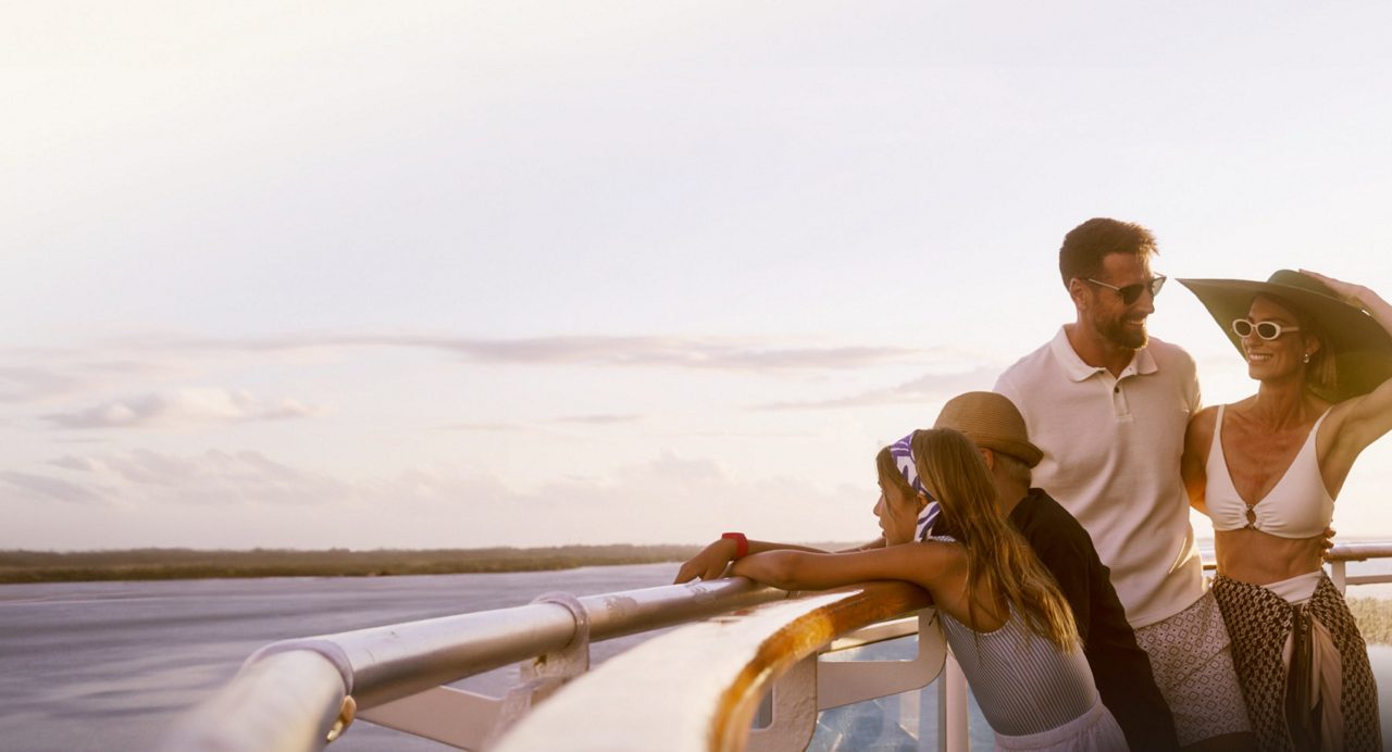 Family on a cruise deck