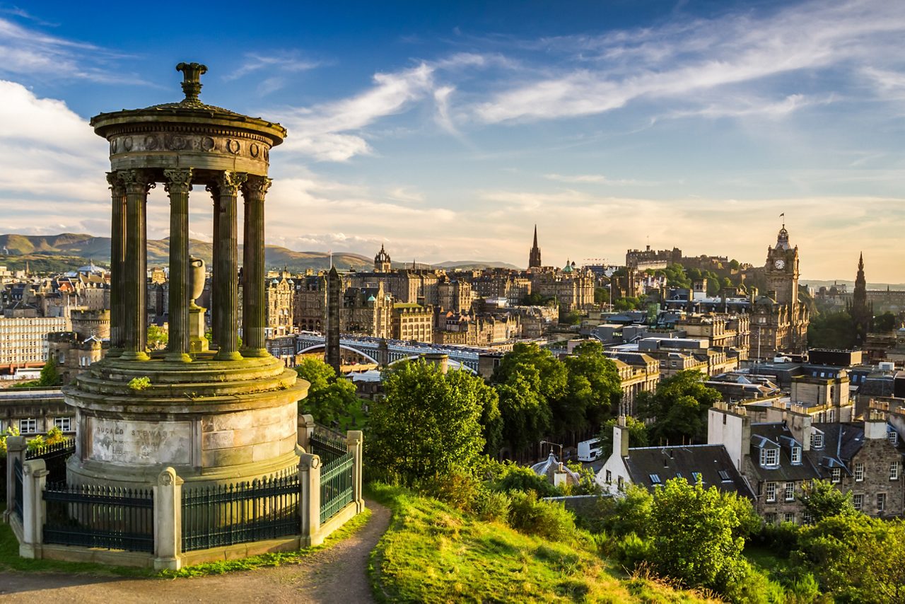 Edinburgh in Scotland, Dugald Stewart Monument.