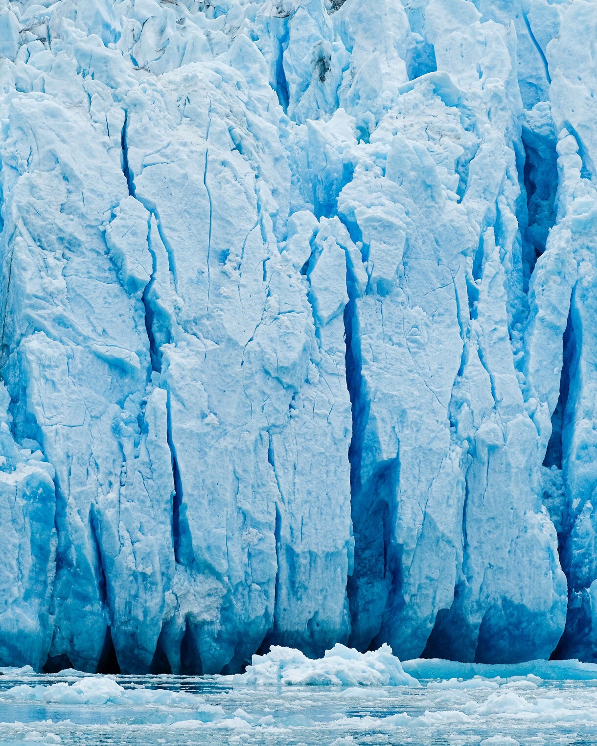 Close-up of the jagged, icy surface of a glacier.